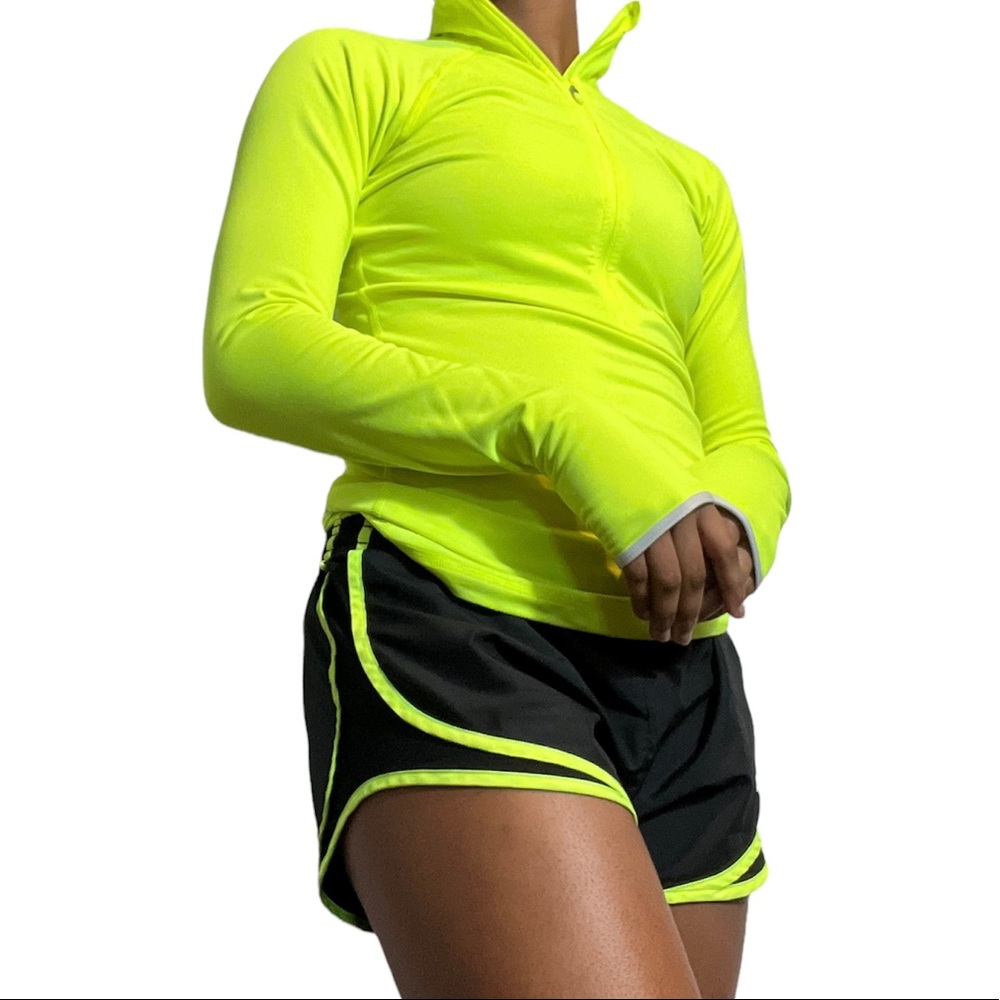 womens neon running shorts with compression nike therma drift top
